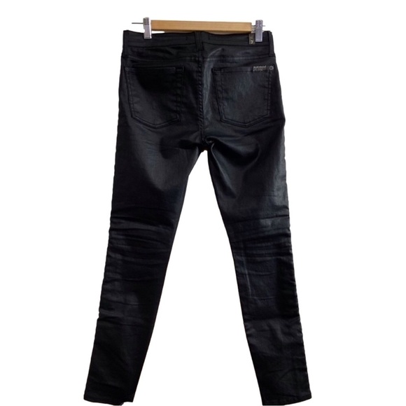 7 for all Mankind beige faux leather jeans pants neutral black camel zippers 25 - Picture 2 of 16
